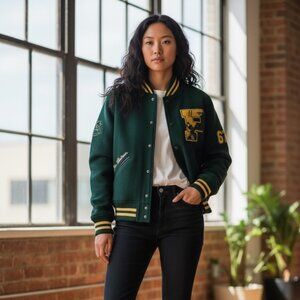 Polo Ralph Lauren Womens Green RL Tigers ’67 Letterman Jacket Sz L NWT